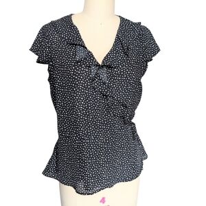 Women's Navy and White Banana Republic Ruffle Top